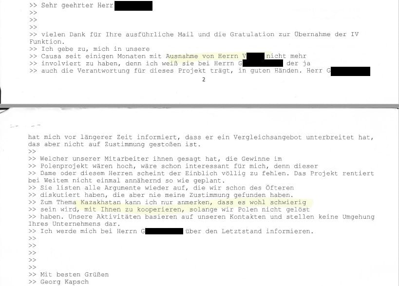 Georg Kapsch antwortet einem Lobbyisten