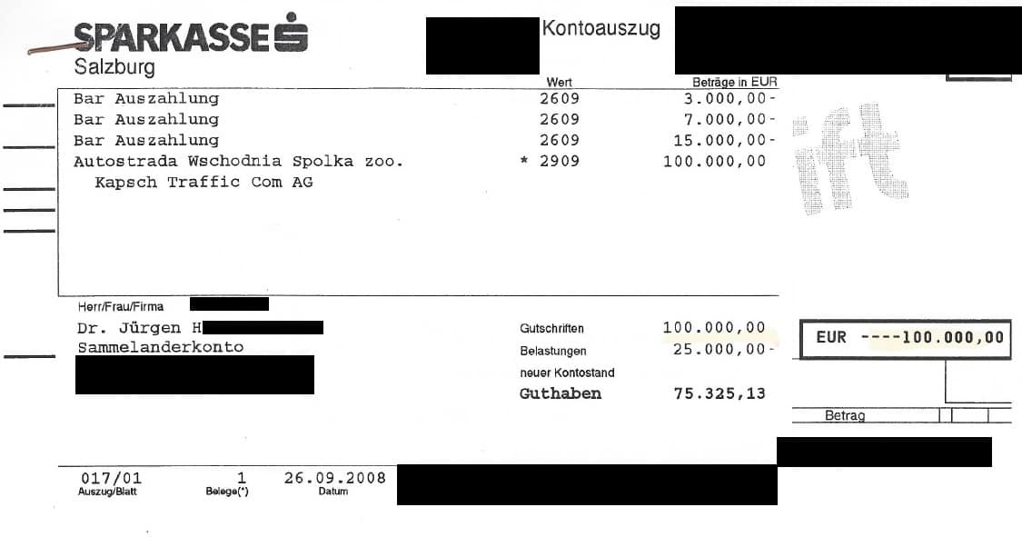 Kontoführung für Kapsch TrafficCom vom Rechtsanwalt