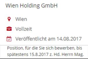 Ausschreibung Geschäftsführer/in (Eurocomm PR GmbH) - Screenshot Kurier.at