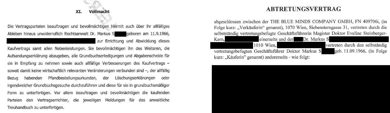 Gegenüberstellung - li Immobilien Kaufvertrag - re Abtretungsvertrag